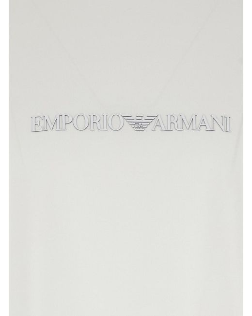 Emporio Armani White Crew Neck T-Shirt With Logo Lettering for men