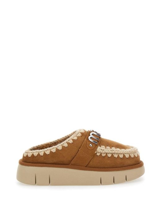 Mou Brown 'Bounce' Mules With Logo Lettering And Open Rear