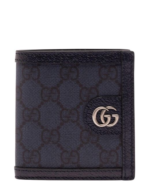 Gucci Blue 'Ophidia' And Dark Wallet With Double G Detail for men