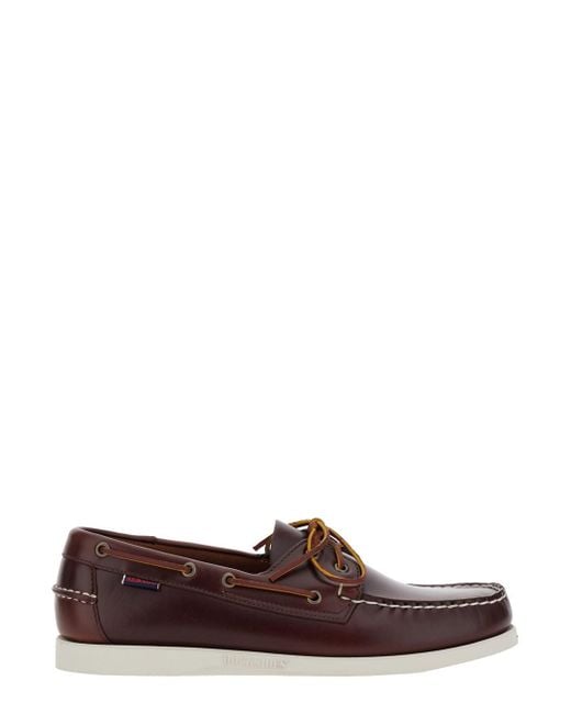 Sebago Brown 'Dockside Portland' Loafers With Decorative Side Laces An for men