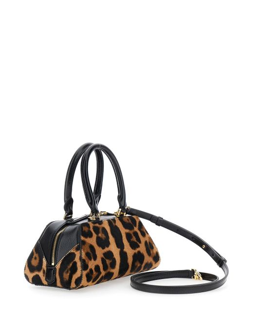 Givenchy Black 'Antigona East West' Mini Handbag With Animalier Print And Logo Lettering On The Front