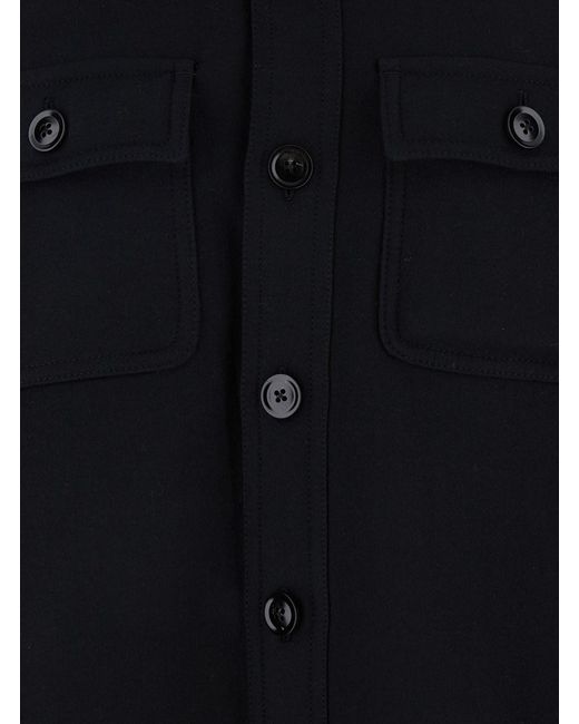 Tom Ford Blue Jacket With Flap Pockets On The Chest for men