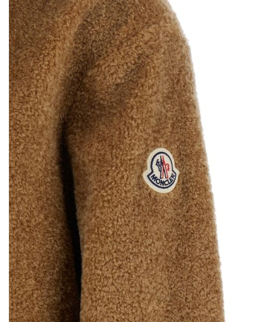 Moncler Brown Reversible Jacket With Drawstring Hood And Logo Patch On