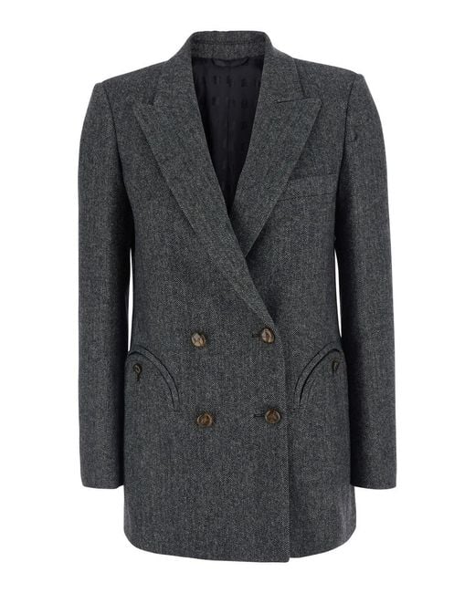 Blazé Milano Black Double-Breasted Jacket Wool Blend