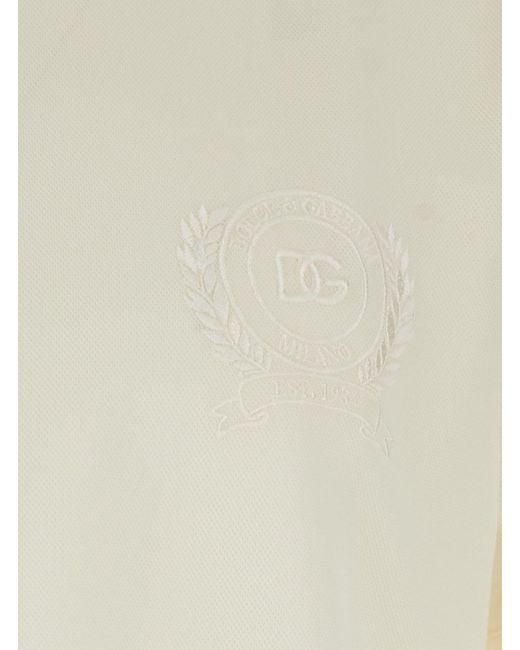 Dolce & Gabbana Natural Crew-Nwck T-Shirt With Logo On Front for men