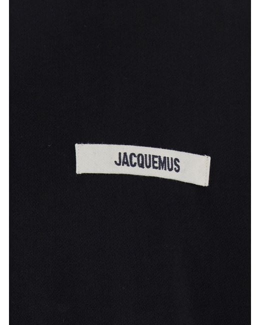 Jacquemus Blue Crewneck Sweatshirt With Logo Patch On The Front for men