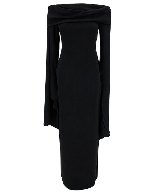 Solace London Black 'Arden' Long Dress With Extra Long Dress