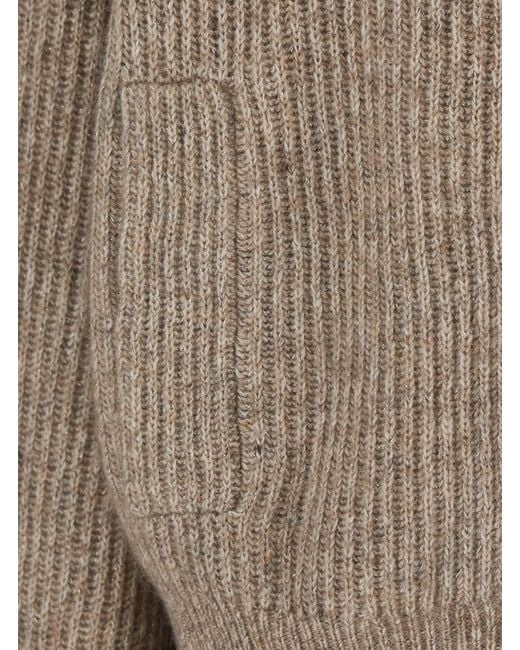Brunello Cucinelli Brown Cardigan With Turn-Down Collar And Monil On Zipper