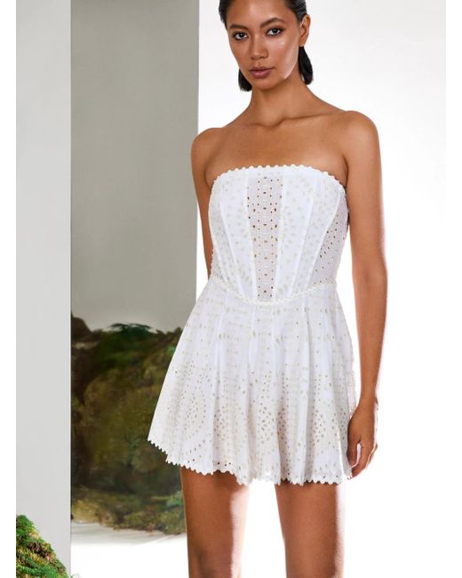 Charo Ruiz White Clem' Dress With Flounce Skirt