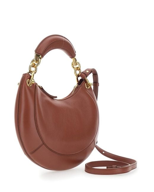 Chloé Brown Chloé 'Banana' Handbag With Adjustable And Removable Shoulder Strap And Logo Charm On The Front