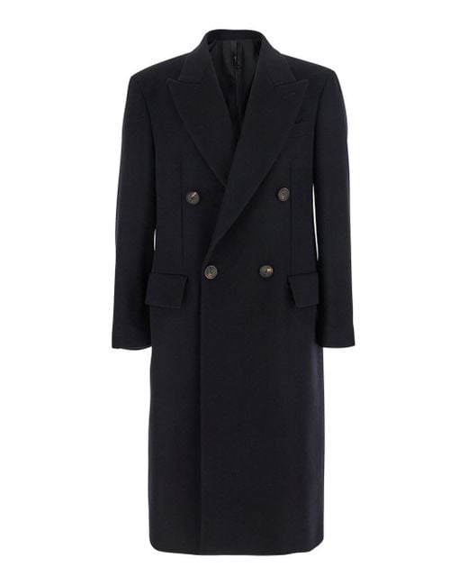 Cappotto Doppiopetto Con Revers A Punta di Hevò in Black da Uomo