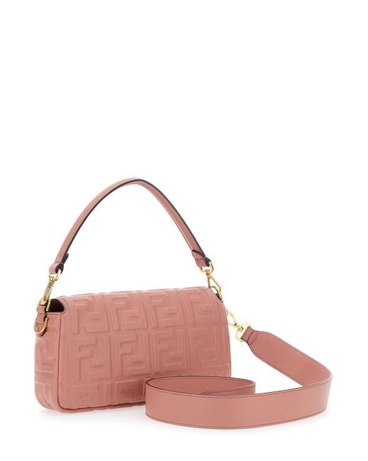 Fendi Pink 'Baguette' Shoulder Bag With Removable Shoulder Strap