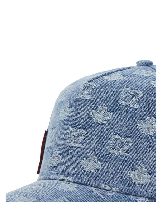 DSquared² Blue Light Baseball Cap With All-Over Logo for men