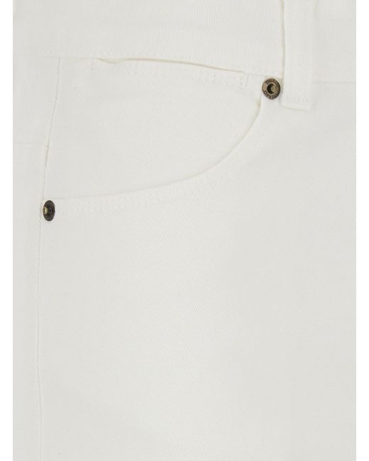 Twinset White Wide Leg Jeans With Logo Patch On The Back And Wide Leg