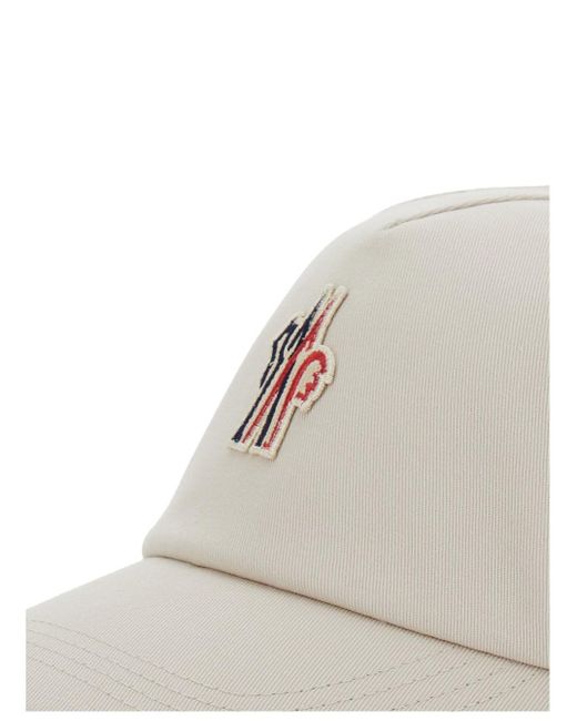 Moncler White Baseball Cap With Logo Patch On The Front