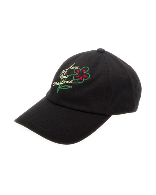 Drole de Monsieur Black Baseball Cap With Logo Embroidery for men