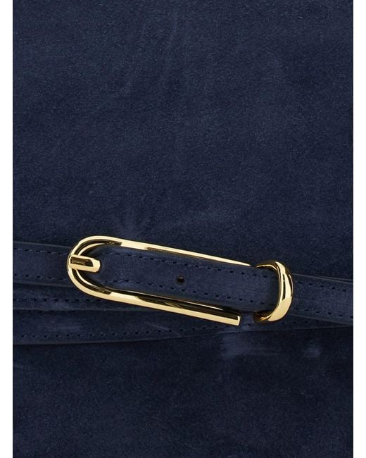 Liffner Blue Shoulder Bag With Leather Belt