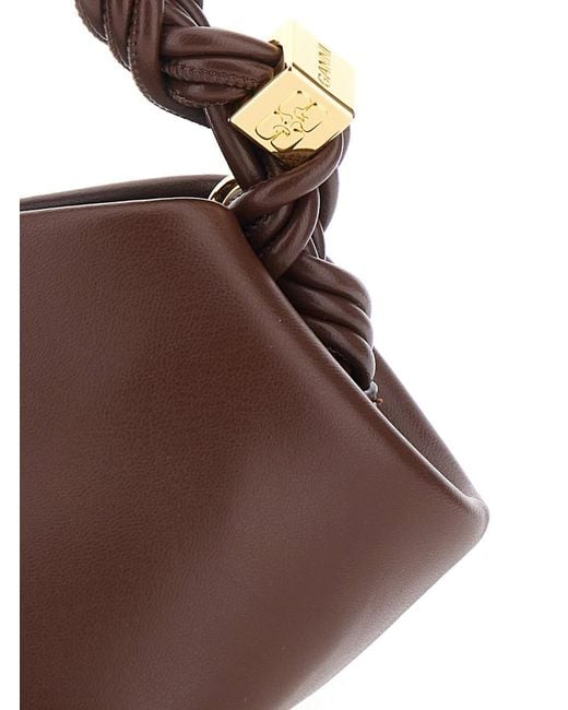 Ganni Brown 'Bou' Mini Bag With Removable Shoulder Strap And Woven Han
