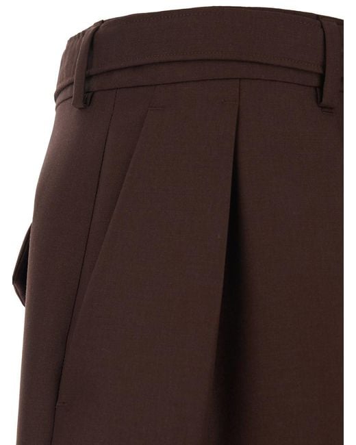Saint Laurent Brown Cotton Bermuda Shorts With Side Pockets For for men