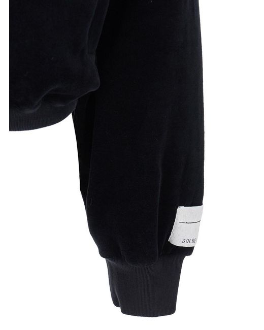 Golden Goose Deluxe Brand Black Sweatshirt With Fixed Hood And Logo Patch On The Sleeve