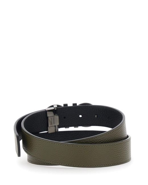 Ferragamo Green Reversible Belt With Gancini Buckle for men