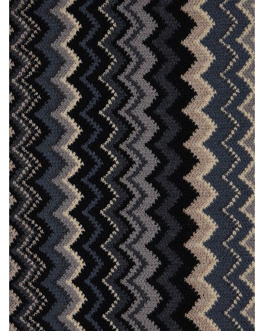Sciarpa Con Motivo Zigzag E Orlo Sfrangiato di Missoni in Black da Uomo
