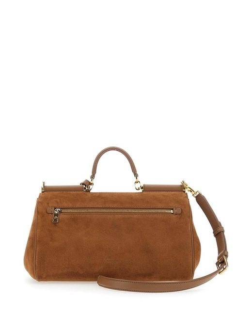 Dolce & Gabbana Brown 'My Sicily' Medium Handbag With Lock Detail And