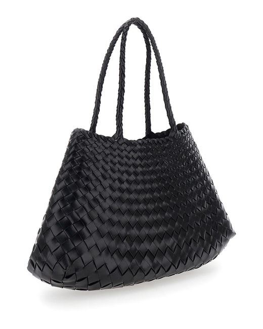 Dragon Diffusion Black Crossbody Bag 'Santa Croce' With Two Top Handles And