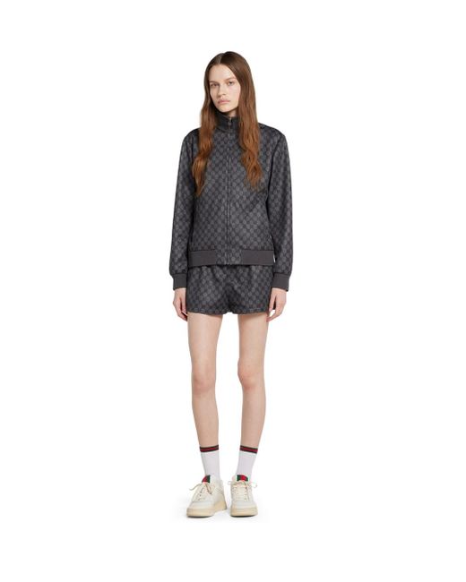Gucci Black Sweatshirt With High Neck And All-Over Gg Print