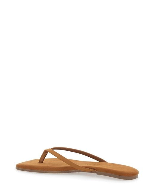 TKEES Natural 'Lily' Sandals With Thong Design And Square Toe
