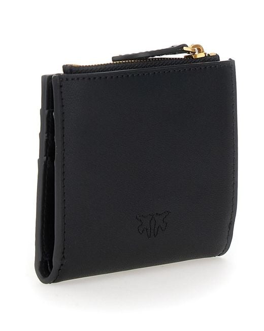 Pinko Black Leather Wallet With Love Birds Buckle