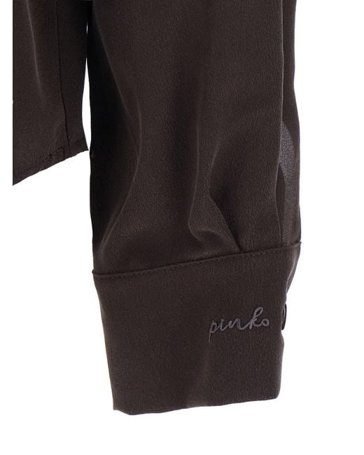 Pinko Black Crackers Camicia Crepe De Chine Sand Wash