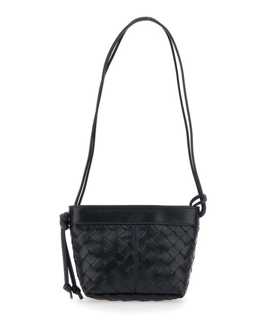 Bottega Veneta Black “Flip Flap Small” Mini Bag With Intreccio Design