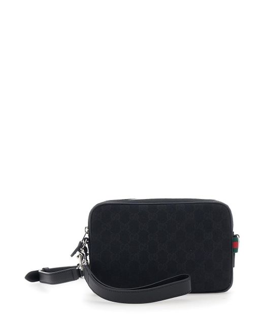 Gucci Black Crossbody Bag With All-Over Gg Motif for men