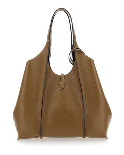 Borsa Shopping 'Timeless T' Con Placca Logo Sul Fronte E Due di Tod's in Brown