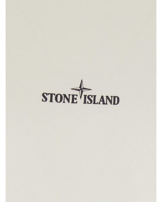 Stone Island White Crew Neck T-Shirt With Logo Lettering On The Front And Maxi Logo Print On The Back for men
