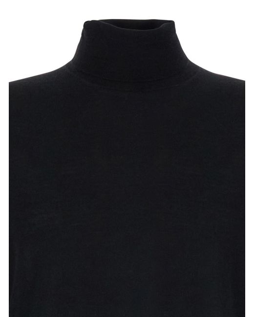 Le Plain Blue Merino Wool Silk Cashmere Turtleneck Sweater for men