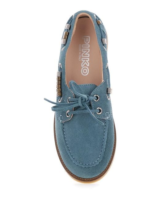 Pinko Blue Loafers Grace Suede