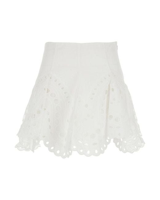 Charo Ruiz White 'Sail' Skirt With A-Line Design And Scalloped Hem
