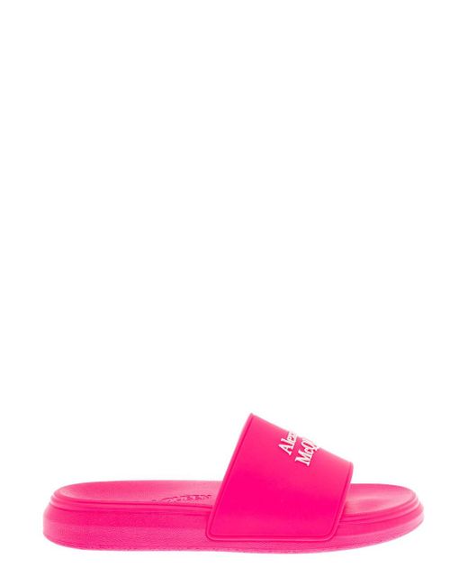 Alexander McQueen Pink Rubber Slide Sandals