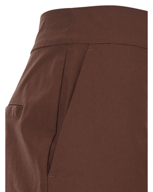 Twinset Brown Pants With Logo Plate On The Back And Wide Leg