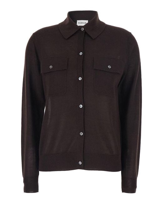 P.A.R.O.S.H. Black Polo-Collar Sweater, Wool-Blend