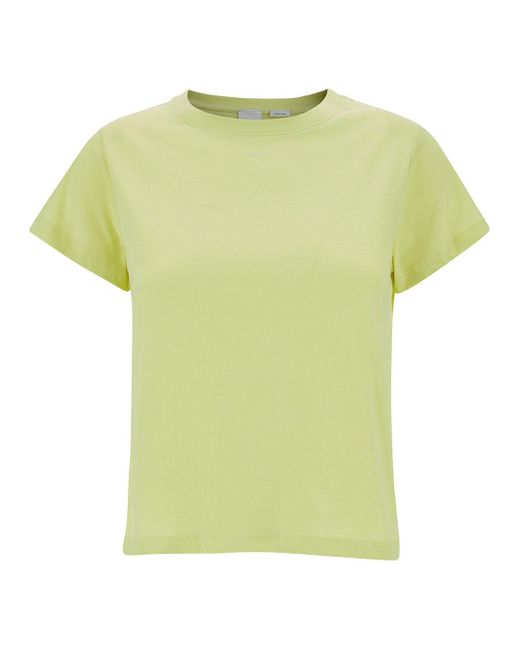 Pinko Yellow Crewneck T-Shirt With Logo Lettering Print