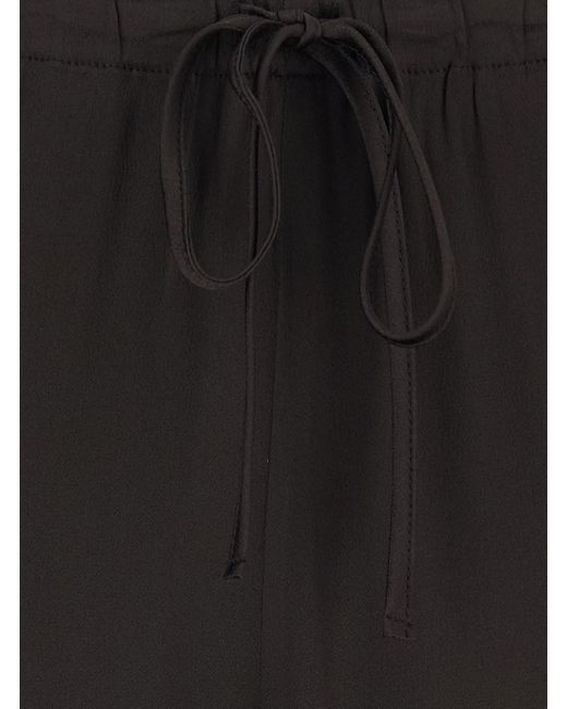 Semicouture Black Silk Blend Pants With Elastic Waist And Drawstring F