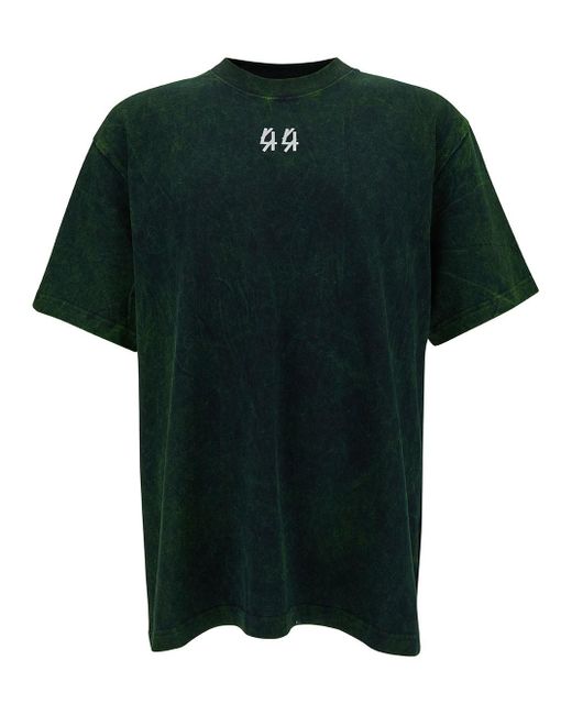 44 Label Group Green Crewneck T-Shirt With Front And Back Logo Print I for men