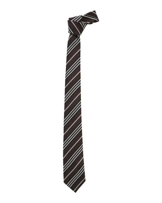 Saint Laurent White Tie With All-Over Stripe Motif for men