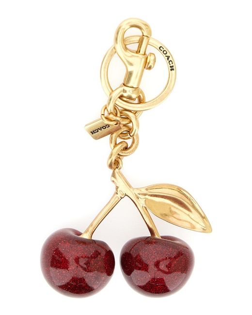 COACH Metallic And Cherry-Shaped Keychain With Embossed Logo