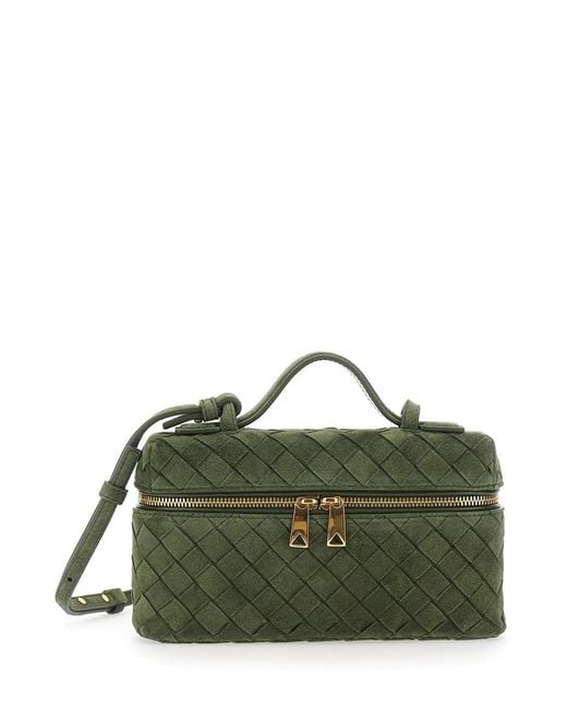 Bottega Veneta Green Bang Bang Intrecciato 15 Glove Suede Cashmere