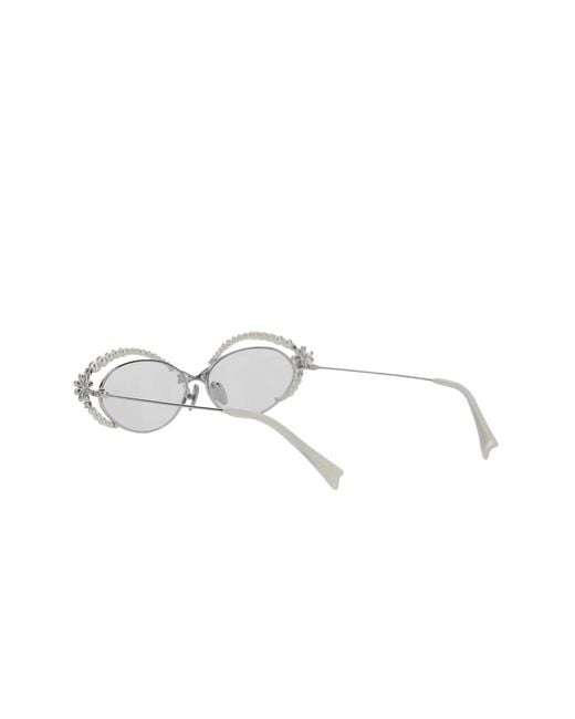 YVMIN White Daisy Pearl Glasses With Metal Frame And Pearlescent Details, Me