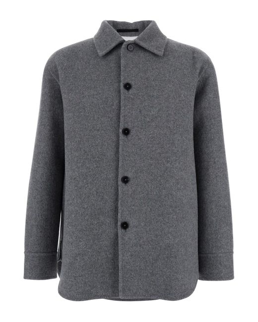 Giubbotto Con Colletto Classico E Chiusura Con Bottoni Sul di Jil Sander in Gray da Uomo